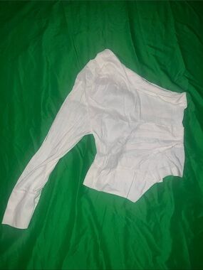 Zara Cream One Shoulder Long-Sleeve Blouse size XS